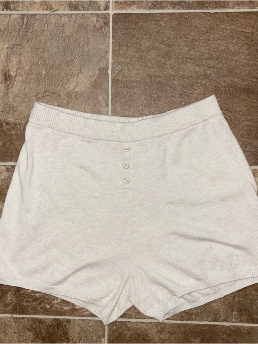 Wilt Ribbed Knit Lounge Shorts in Light Cream